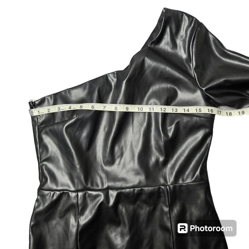 Lulus Highly Favored Black Vegan Leather One-Shoulder Mini Dress - Picture 7 of 10